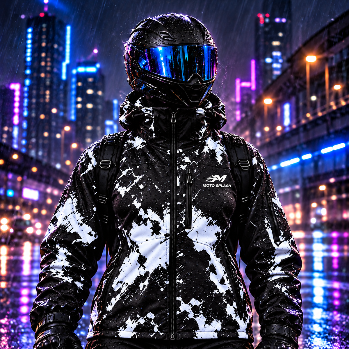 Veste Moto Splash Blanc glacier – femme