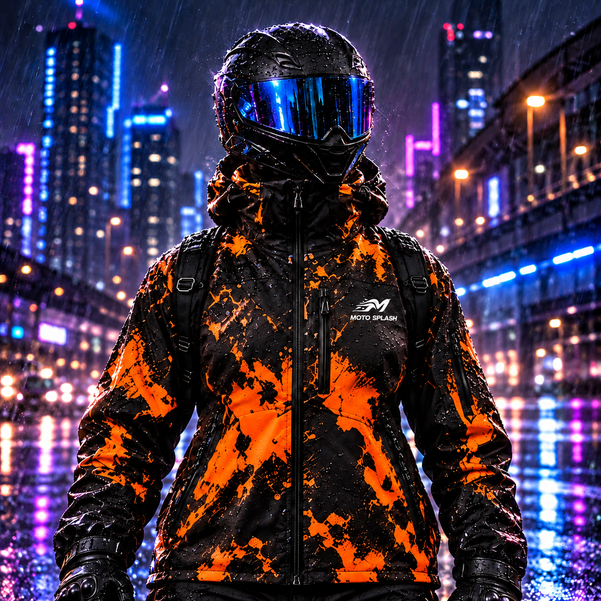 Veste Moto Splash Orange feu – femme