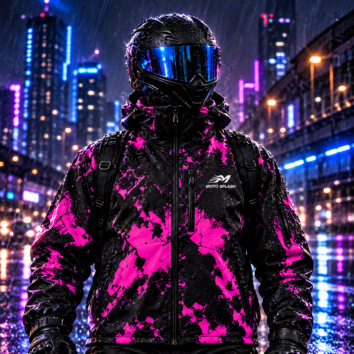Veste Moto Splash Rose néon – homme