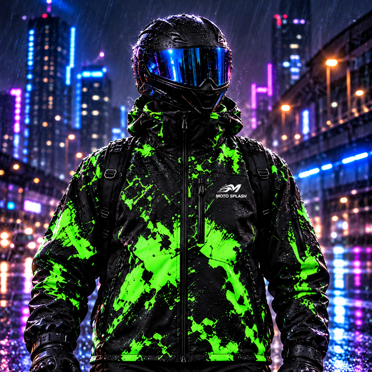 Veste Moto Splash Vert acide – homme
